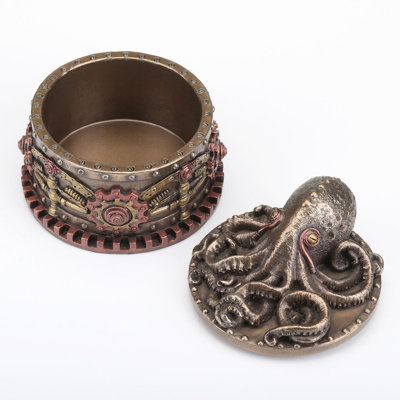 4.13 In L Steampunk Octopus Trinket Box  Poly Resin
