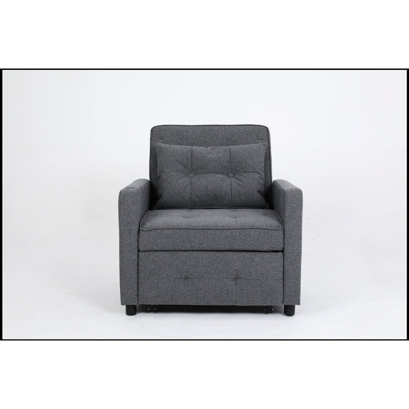 Fauteuil-lit convertible 3-en-1 avec dossier réglable, ports USB et poche latérale pour un confort et une fonctionnalité polyvalents