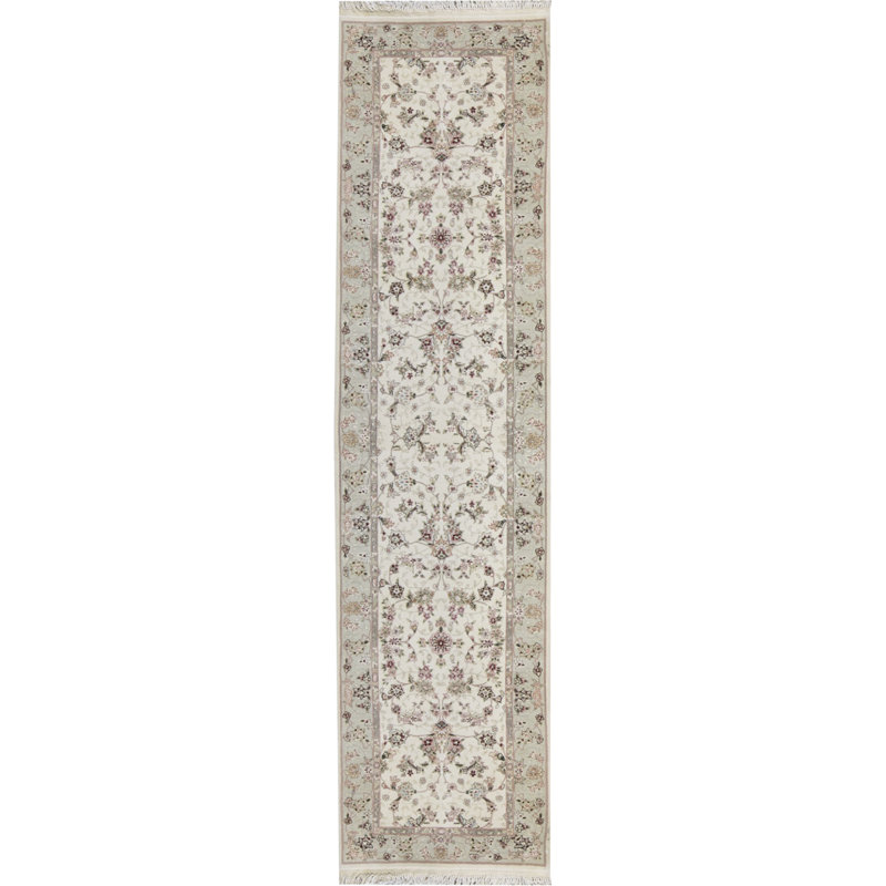 Chemin de table ivoire et taupe noué à la main de haute qualité