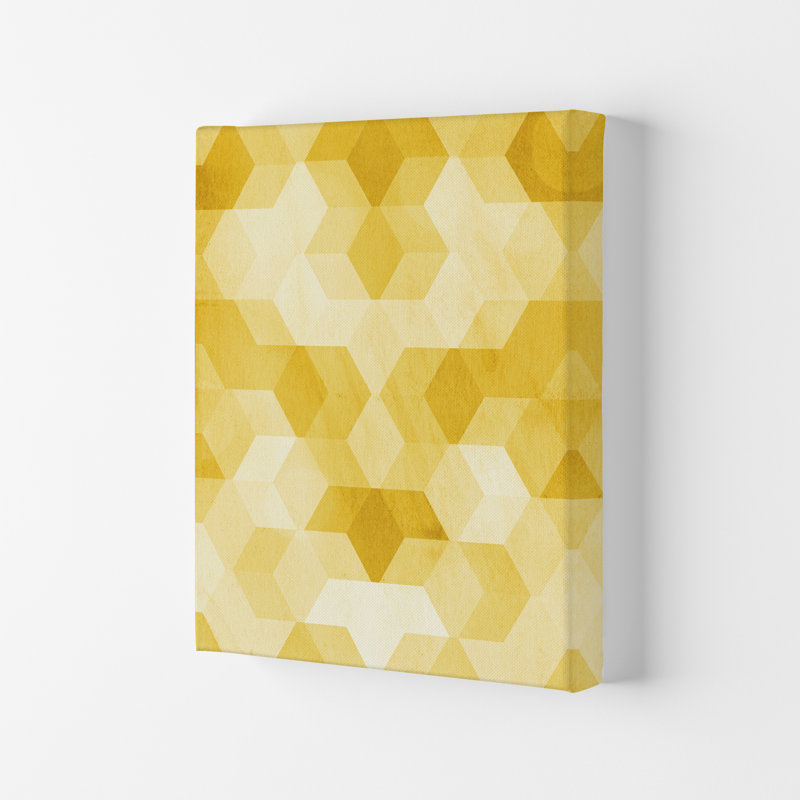 Yellow Hexagon Abstract B - Print, 42cm H x 29.7cm W x 4cm D, No Frame