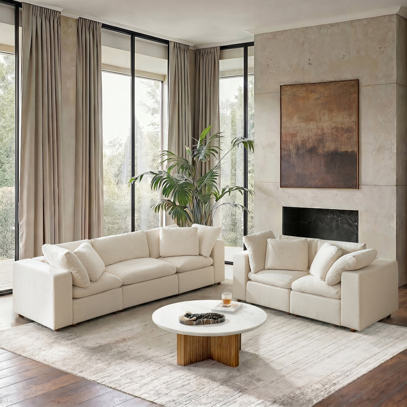 Canapé modulaire rembourré Alberto, Polyester de lin