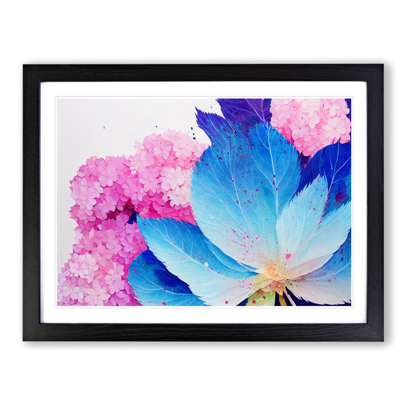 Hydrangea Flower Splash Vol.2 - Single Picture Frame Painting, 46cm H x 64cm W x 2cm D, Black