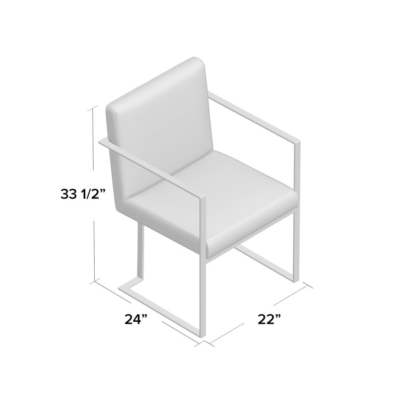 Chaise rembourrée Dexter, Similicuir blanc, Similicuir blanc
