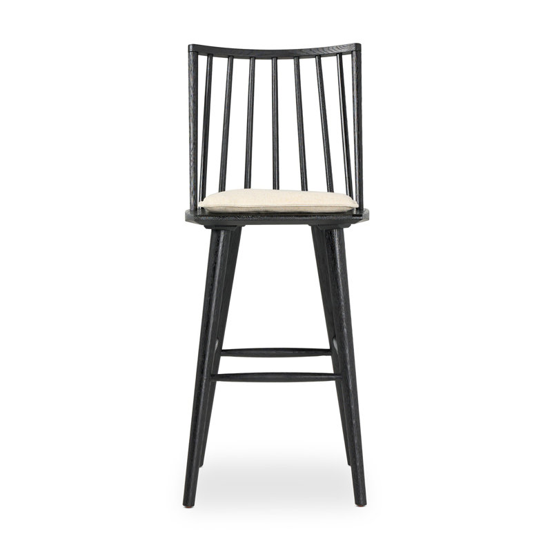 Lewis Windsor Stool With Cushion-Sandy Oak-Counter, Counter Stool (25.02” Seat Height), Black Oak