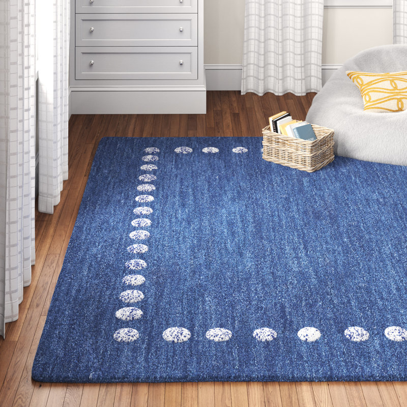 Antaeus Kids hand-woven wool rug, Rectangle 5 pi x 8 pi, Marine