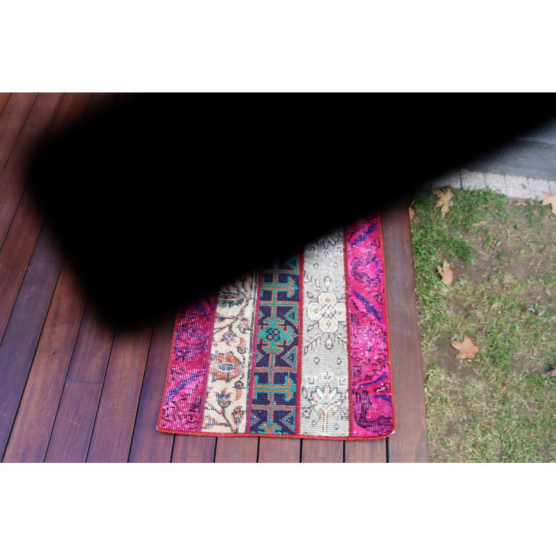 Vibrant Vintage Turkish Door Mat With Colorful Floral Pattern For Unique Home Decor