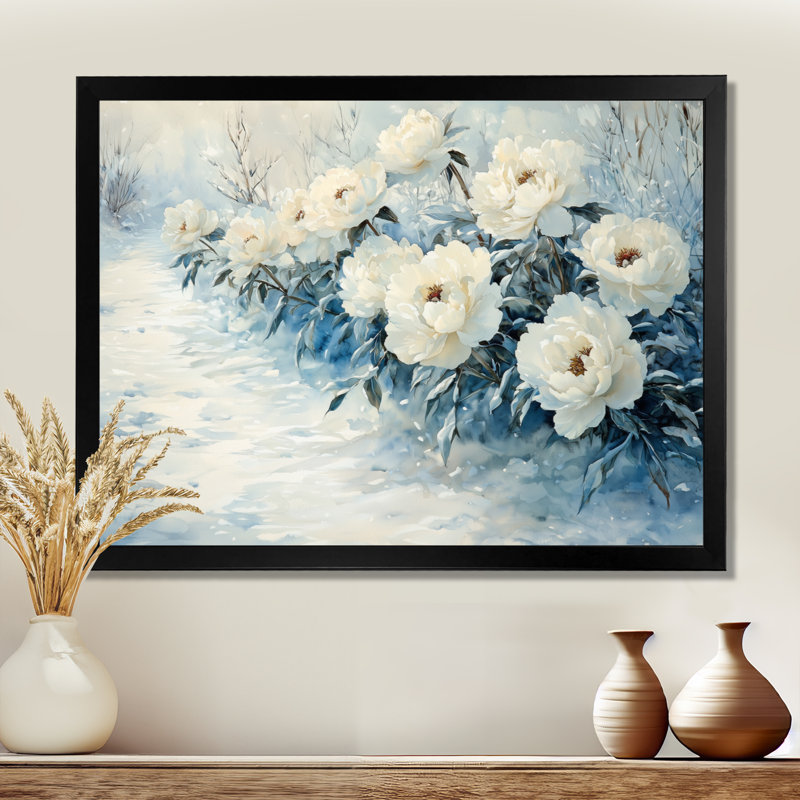 Kylie - Floral Oversized Canvas Prints, Single Picture Framed Print, 34" H x 44" W, Black