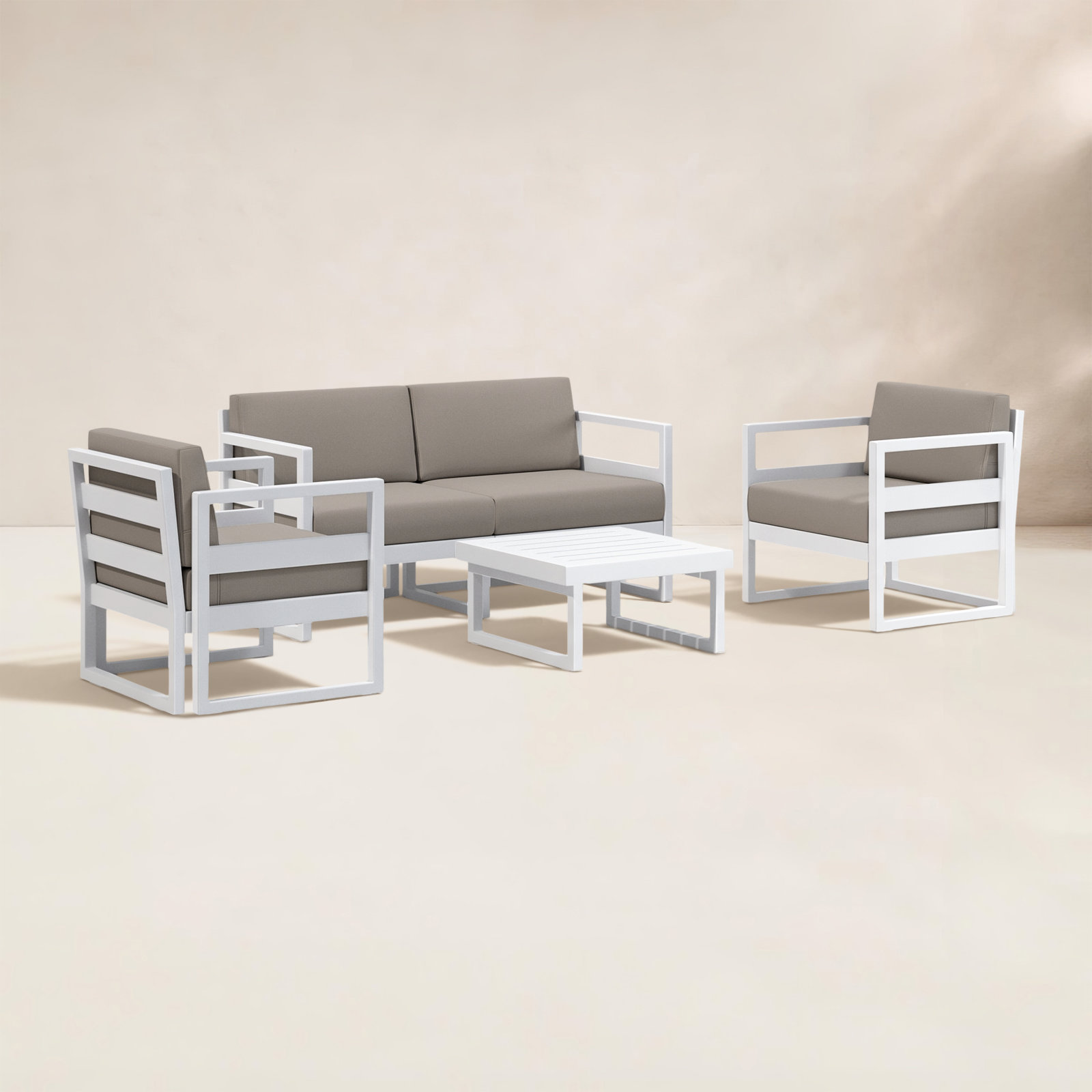 Lane 4-Person Patio Seating Group, Taupe, White