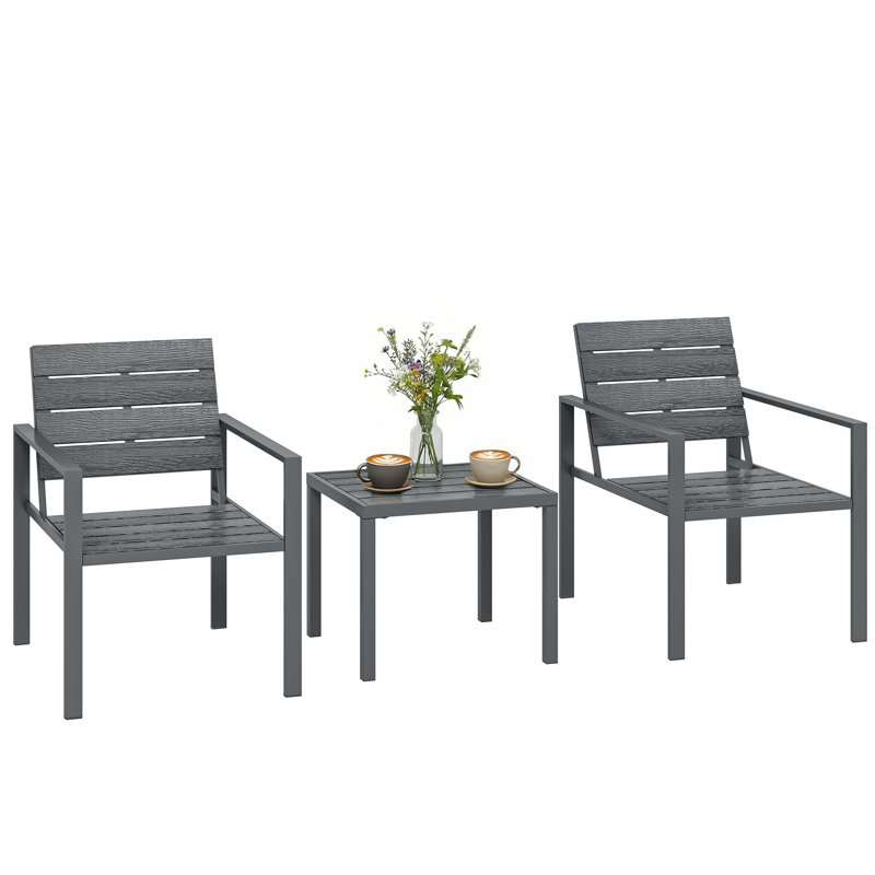 2 - Person Patio Dining Set with Square Table, Grey