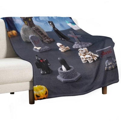 Jeté en flanelle de luxe d'Halloween, couverture douce et chaude pour le canapé-lit du salon