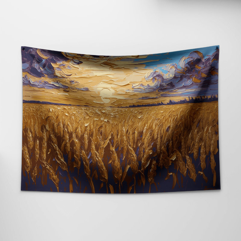 Tapisserie murale champ de blé doré Sci Fi, 26 po x 36 po