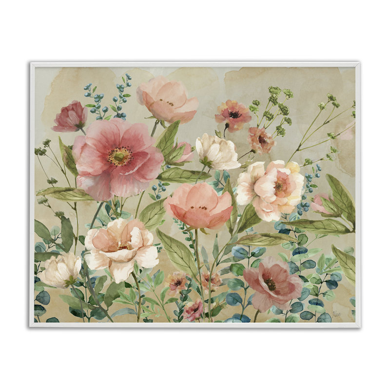 Giclée encadrée florale Surprise Garden, design par Nan, H 16 po x l 20 po, Estampe numérique encadrée blanc bord de mer