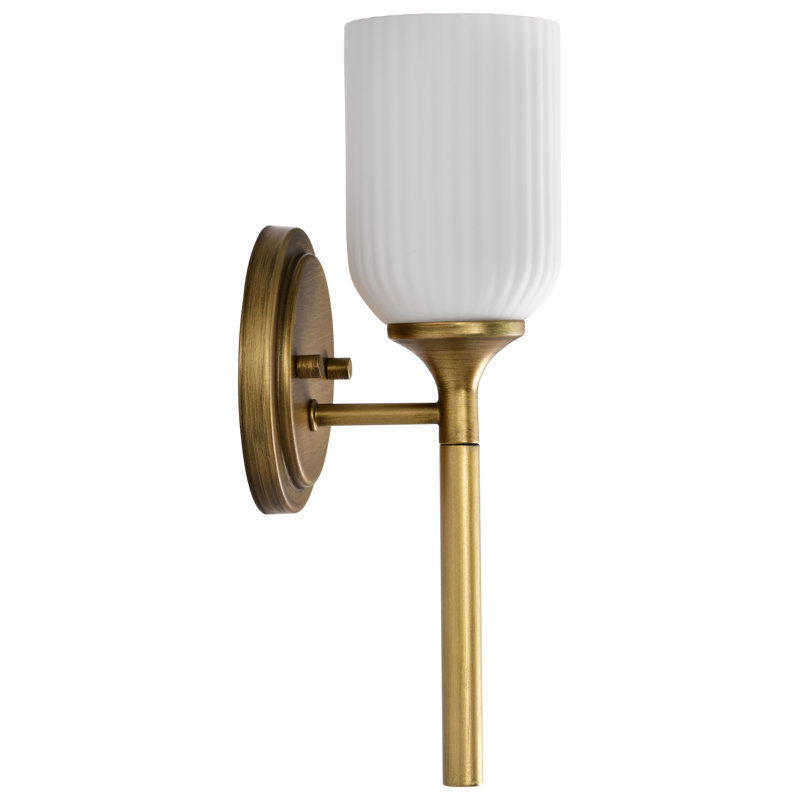 Solara - 1 Light Wall Sconce - Natural Brass Finish - Frosted Ribbed Glass, Natural Brass