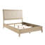 Lit double de style classique, tête de lit tapissier beige et cadre inclus, similicuir