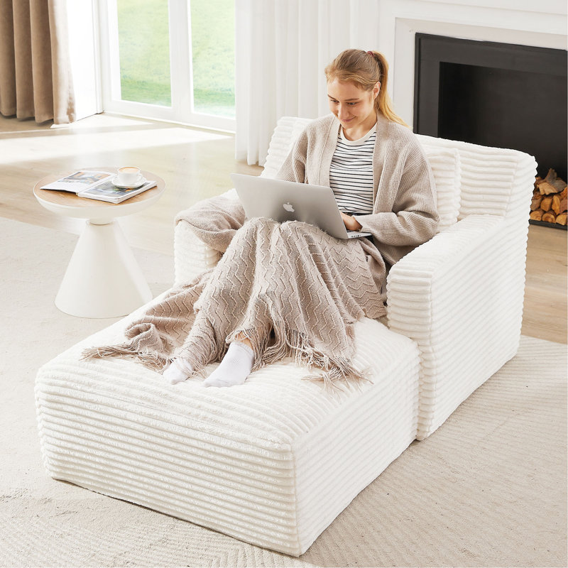 Méridienne intérieure simple, revêtement moderne en velours côtelé, aucun assemblage requis, canapé-lit confortable pour le salon, le bureau, l’appartement