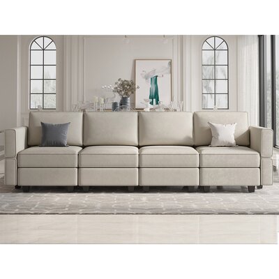 5-Piece Symmetrical Velvet Sectional Modular Sofa 4-Seat Variable Upholstered Couch with Storage -  Mercer41, 0CEED50C96064618AC7A210B3E24204C