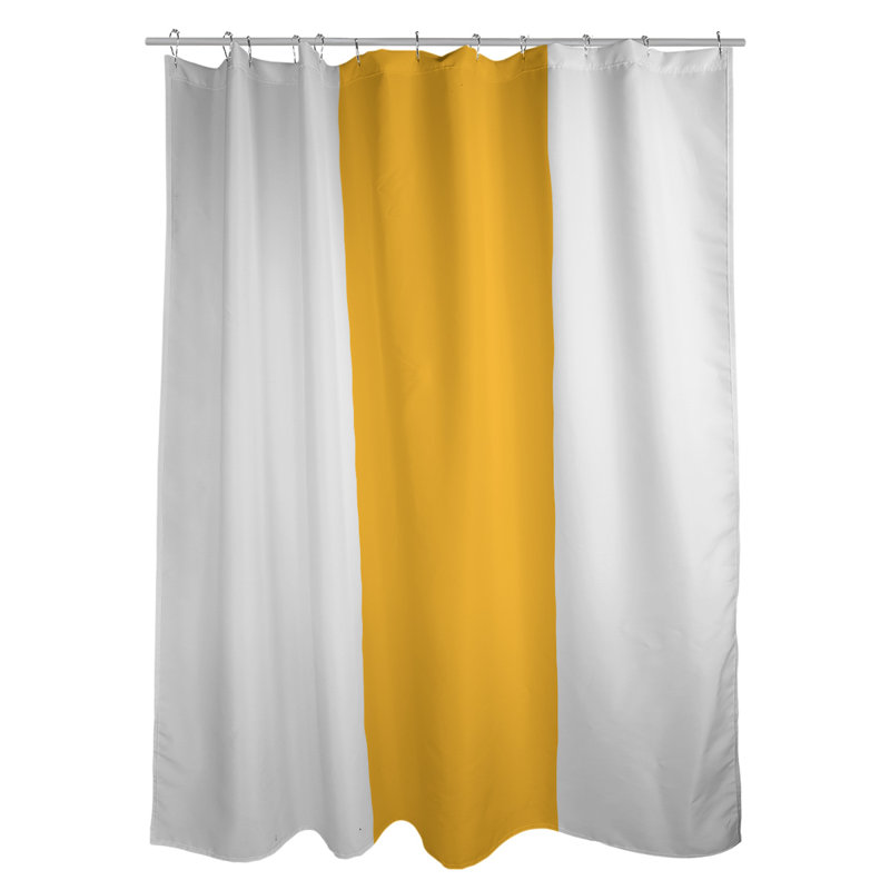Rideau de douche rayé Boston, Blanc / jaune / blanc, Non
