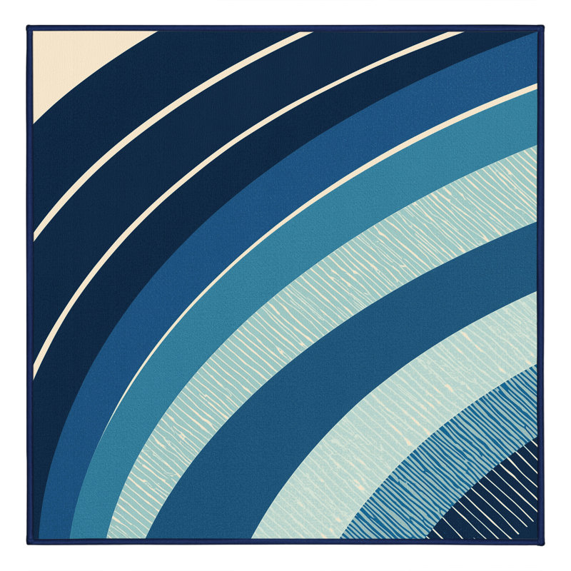 Tapis bleu moelleux moelleux et éclectique Shaler, 6' Square