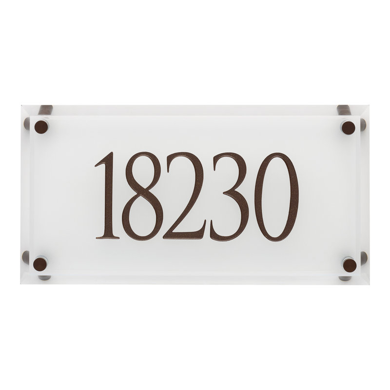 Frosted Beveled Crystal Trajan Engraved 1-Line Address Sign, Yes, Dark Bronze
