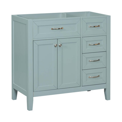 Meuble-lavabo 36 po sans lavabo, base d'armoire seulement, armoire de salle de bain avec tiroirs, structure solide et panneau de fibres à densité moyenne