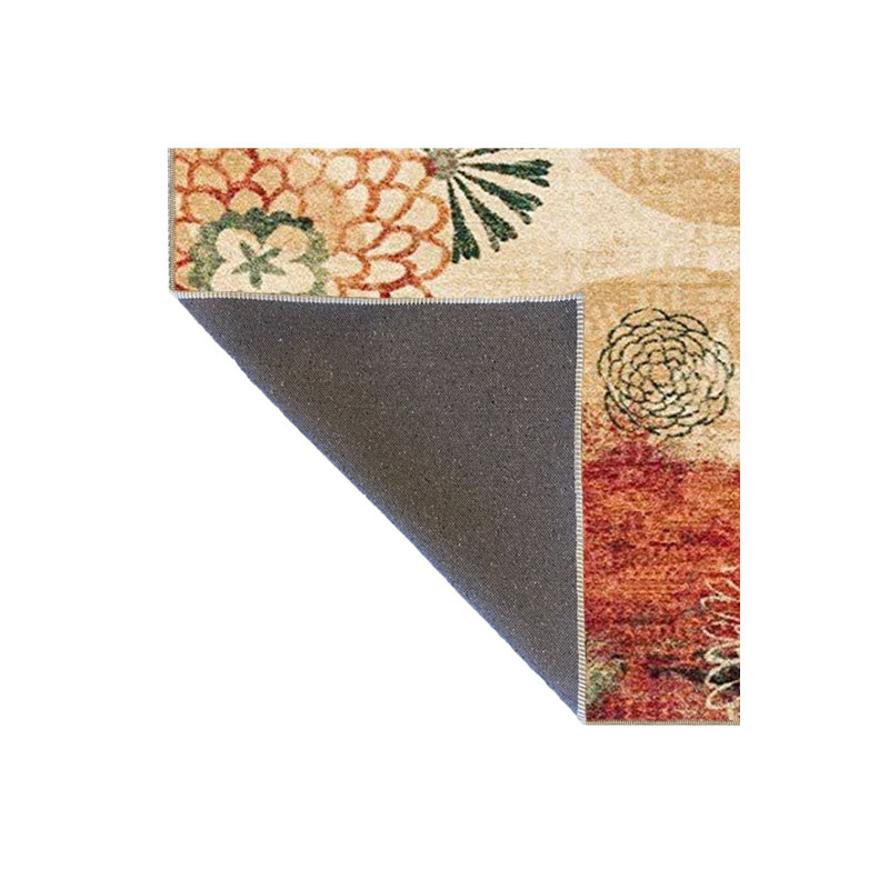 Multi Color Floral Flower Decorative Machine Washable Area Rug, Square 3'3"