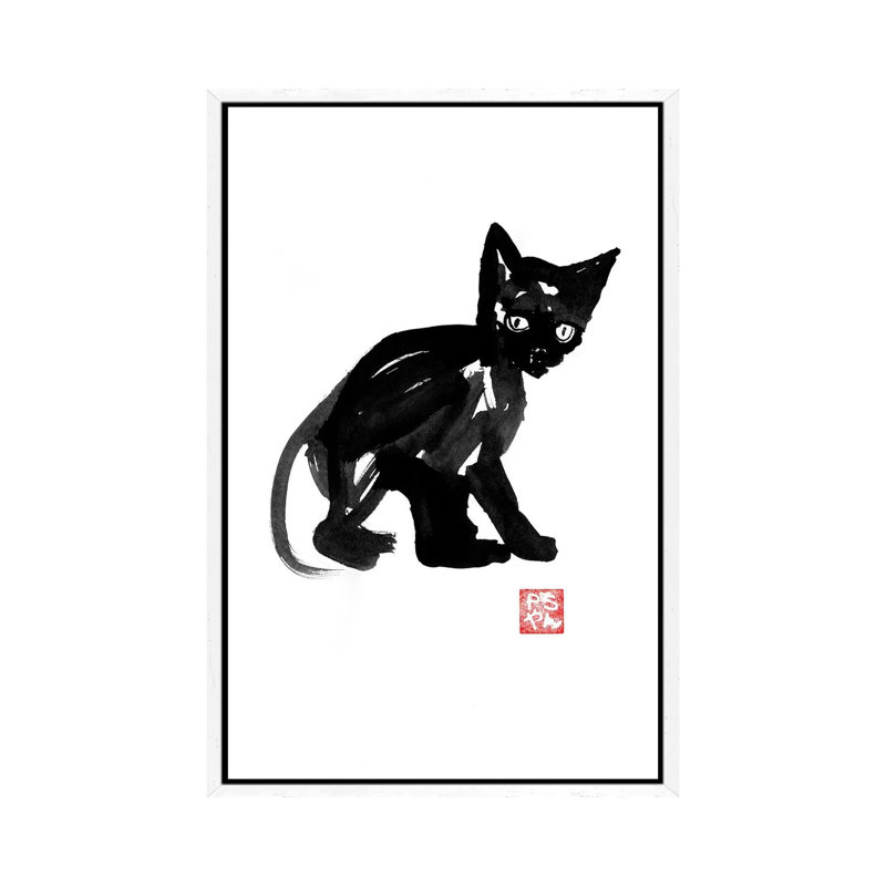 Neko by Péchane - Print on Canvas, White Framed, 101.6 cm H x 66.04 cm W