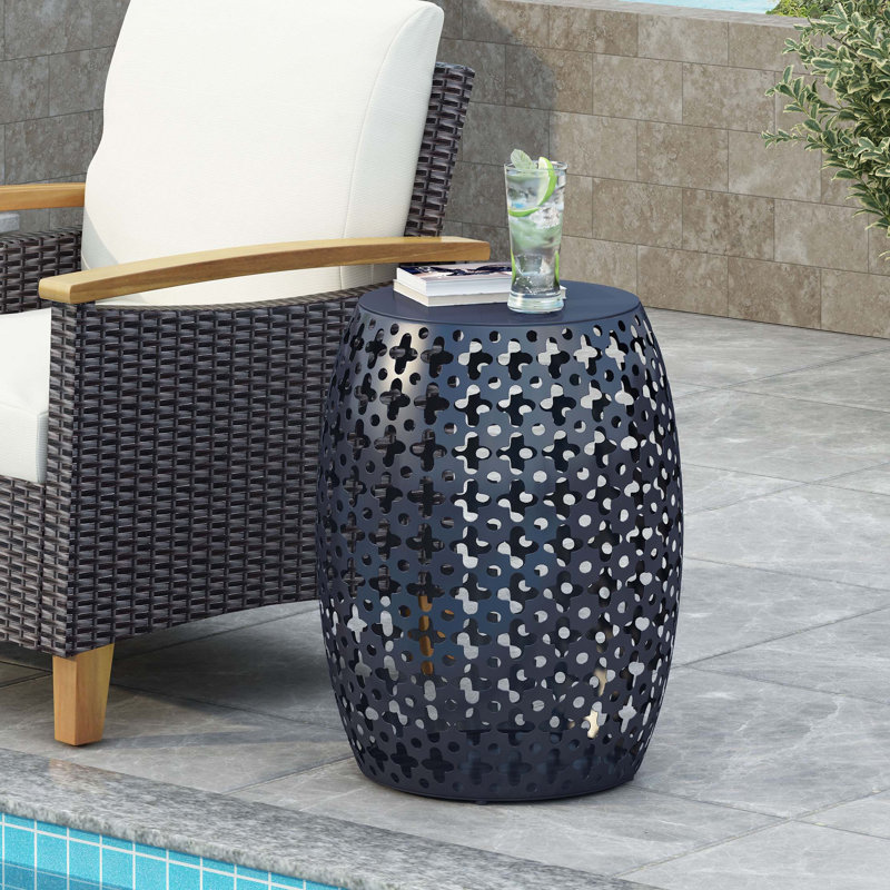 Metal end Table With Clean, Precise Lines, Navy Blue