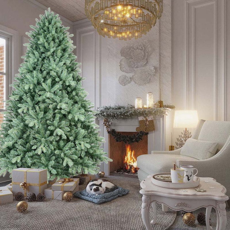Arbre de Noël 5 pi teinté bleu-vert, Non, H 5 pi