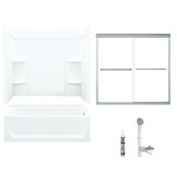 60" W x 75" H Frameless Rectangle Sliding Tub & Shower Kit with Towel Bar and Base Included
