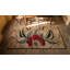 Antique American Folk Art Red Rose Pattern Hooked Rug