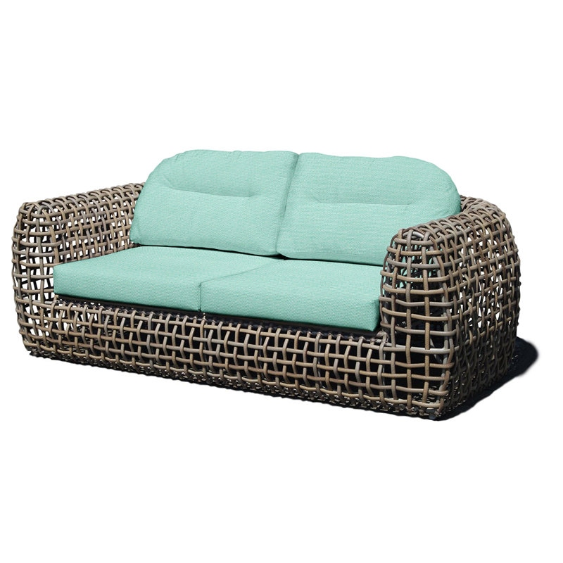 Dynasty Outdoor - Seat Patio Sofa, Kubu Mushroom, Canvas Brick Sunbrella® Canvas