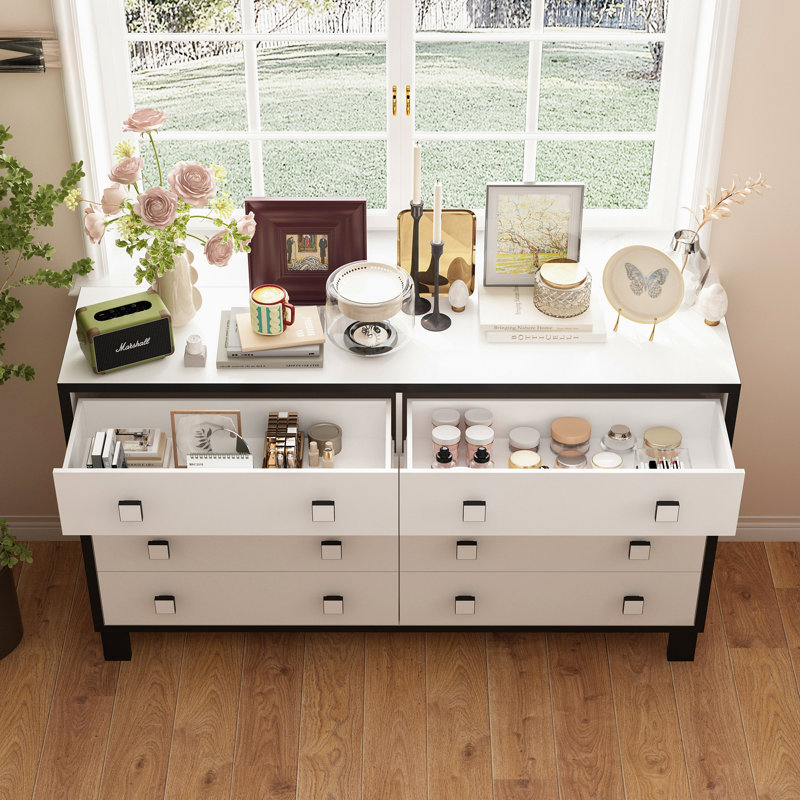 Modern 8-Drawer Storage Cabinet With Square Handles