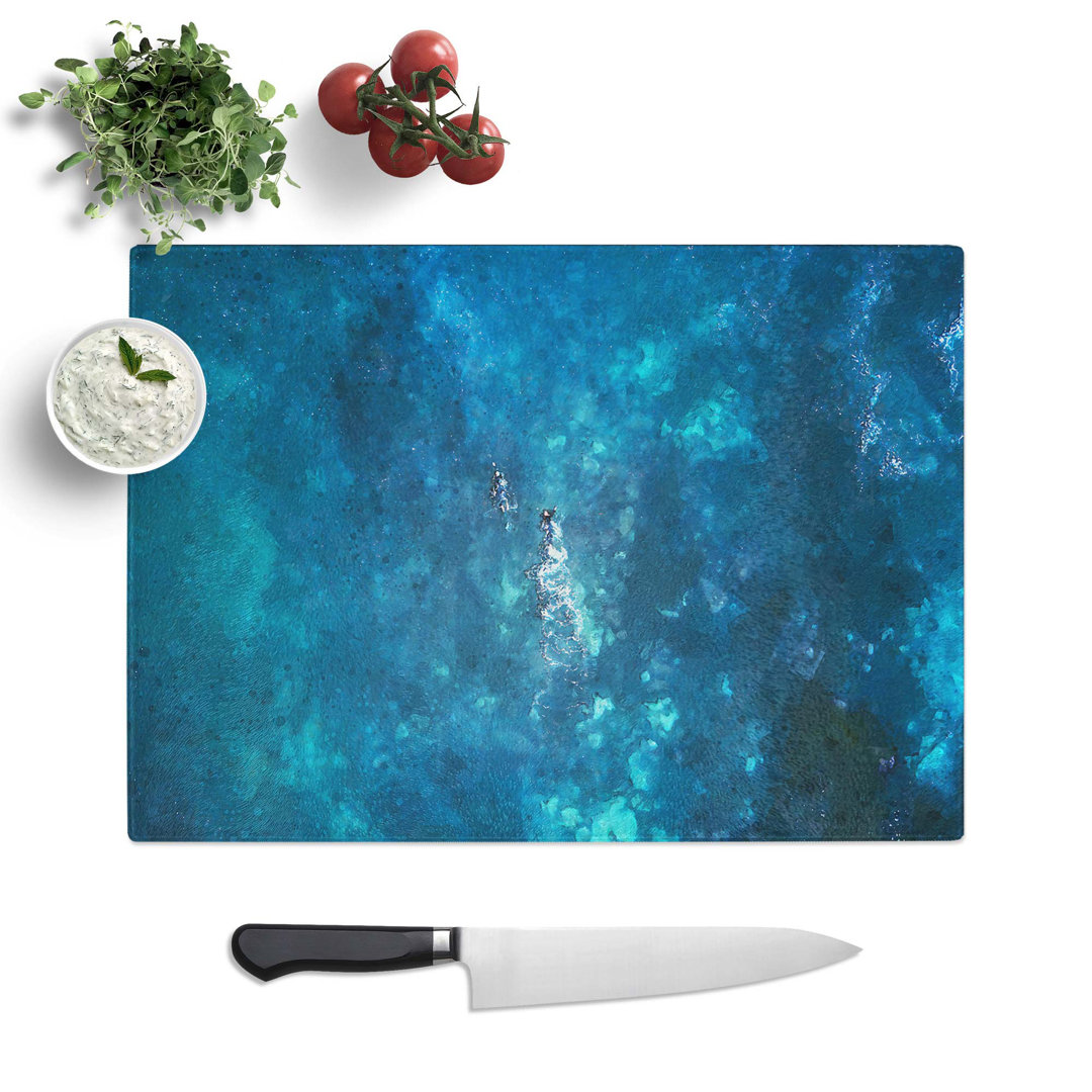 Tempered Glass Two Swimmers Swimming Chopping Board
