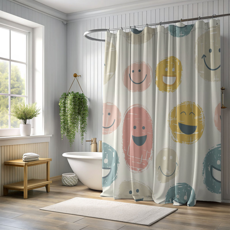 Abstract Happy Art - Rideau de douche standard 1 pièce, H 74 po x l 35 po