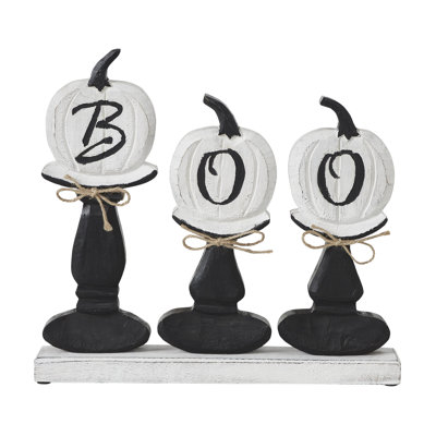 BOO Pumpkins Wooden Table Sign 12.5x13.5x2