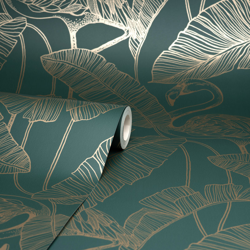 Flamingo Emerald Wallpaper