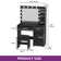 4-Drawer Makeup Vanity Table,Black Dressing Table with Mirror