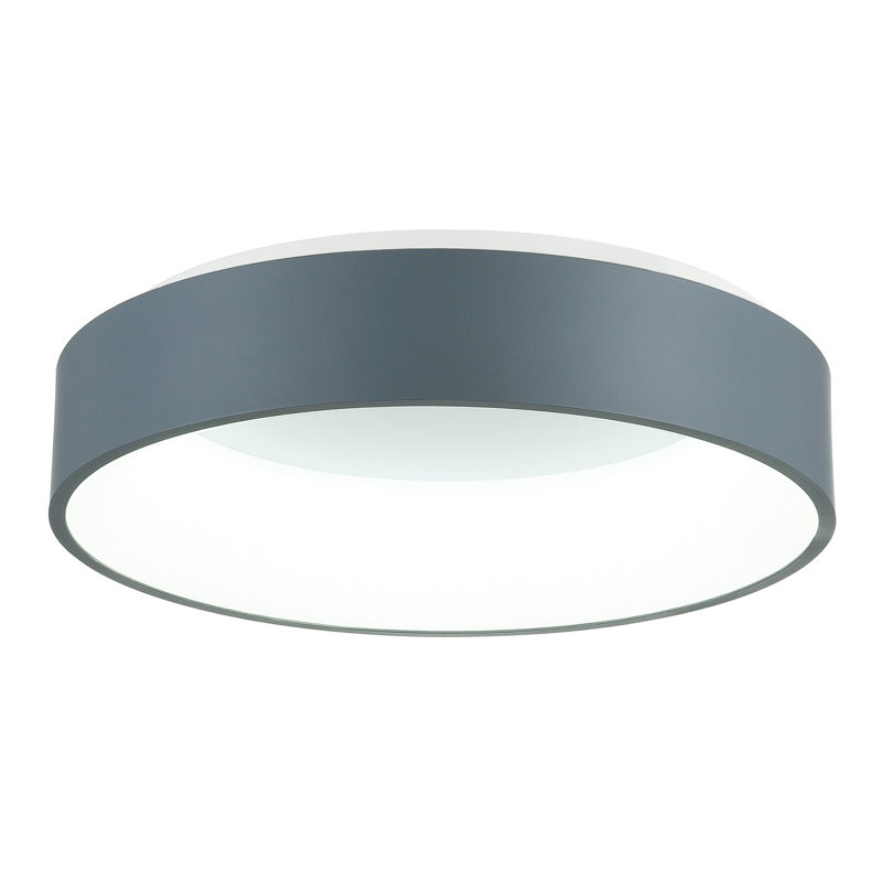 18'' Gray & White Modern LED Flush Mount Ceiling Light for Bedroom, Hallway, Entryway – Integrated LED Drum Shade Fixture