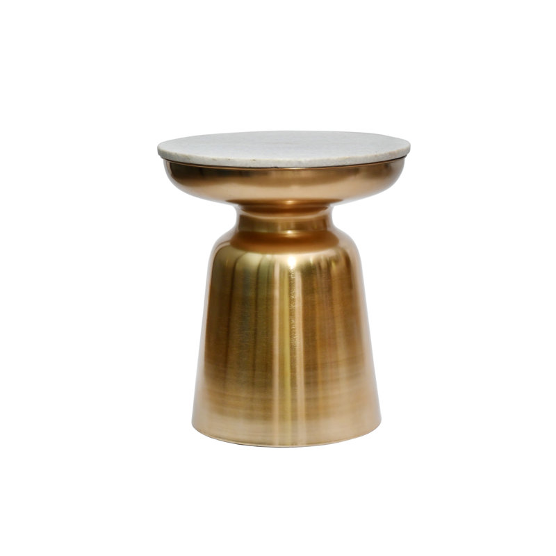 Tabke latéral luxueux avec plateau en marbre, Laiton antique