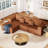 108.3" Sectional Foam Couch With Chaise, Reddish Brown Corduroy Upholstery, High Elastic Sponge Framework, Freely Combined Living Room Decoration Concept Idea For Decoration, Chaise In Corduroy,-1344543529