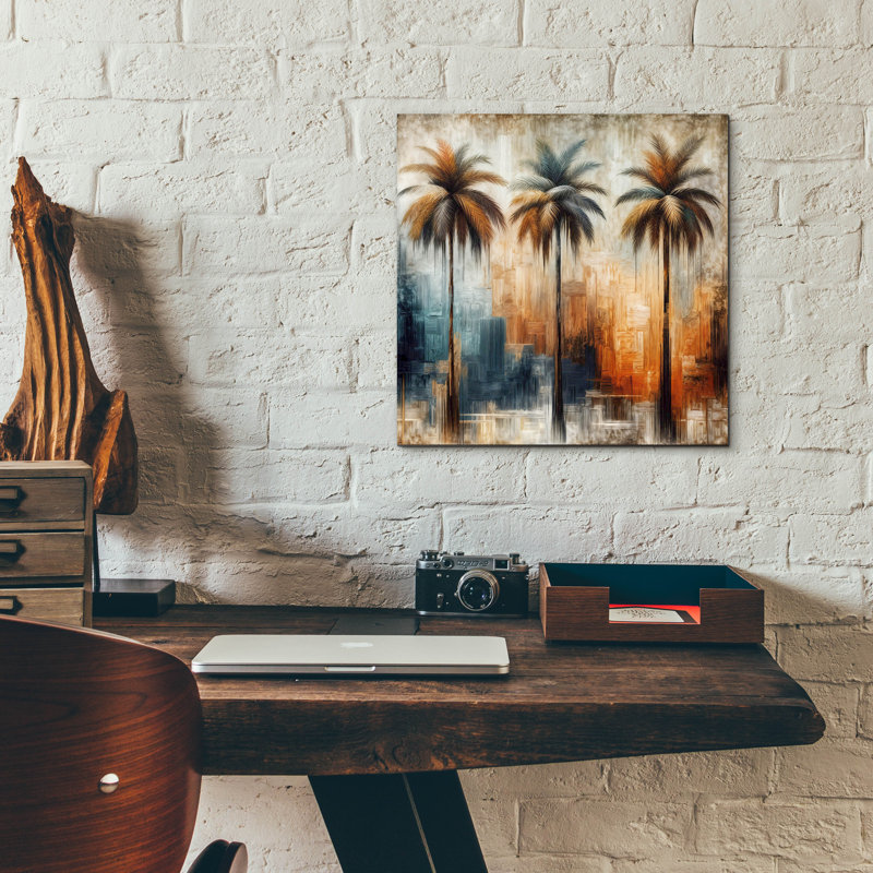 «Three Palms» par Rey Klimt, art mural en verre acrylique, H 12 po x l 12 po x P 0,13 po