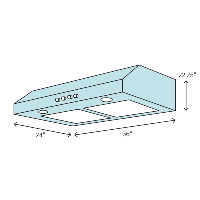 30" RK 600 CFM Ductless Under Cabinet Range Hood, 36" W