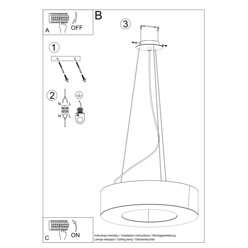 Saturno 5 - Light White Shaded Pendant