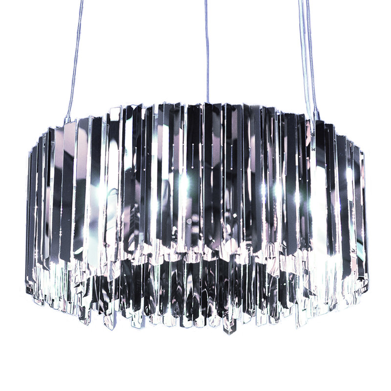 Lustre cylindrique unique/unique Facet, H 11,8 po x l 23,6 po x P 23,6 po, Acier inoxydable poli