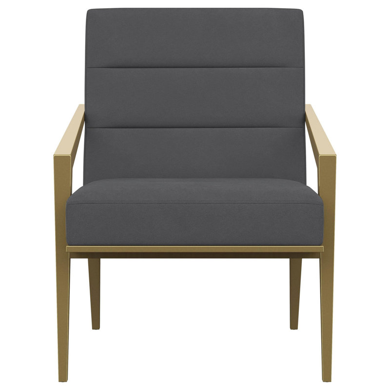 Kirra Upholstered Metal Arm Accent Chair, Gray Fabric
