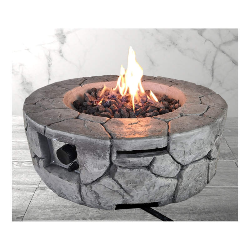 Foyer d'extérieur en béton renforcé de fibres, H 25 po x l 30 po x P 30 po, Gris Pierre