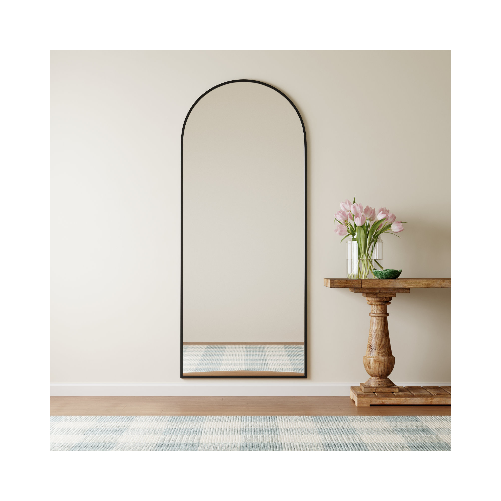 Sabine Metal Arch Wall Mirror, Black, 76" x 32"