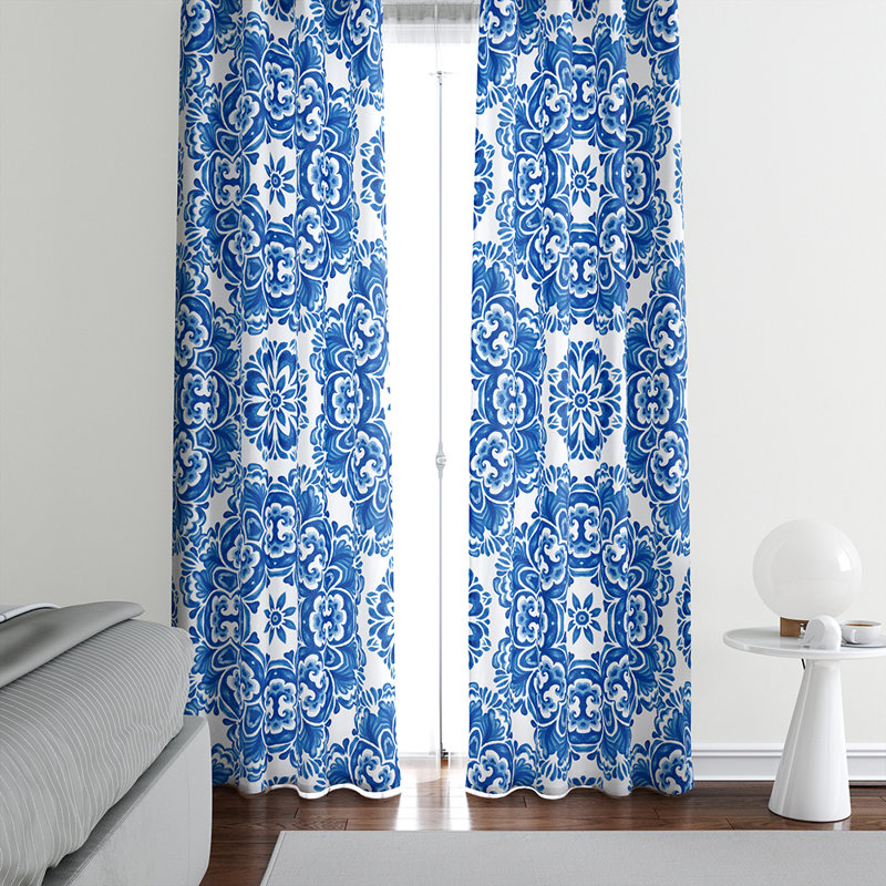 Panneau de rideau floral semi-transparent, L 20 po x L 52 po