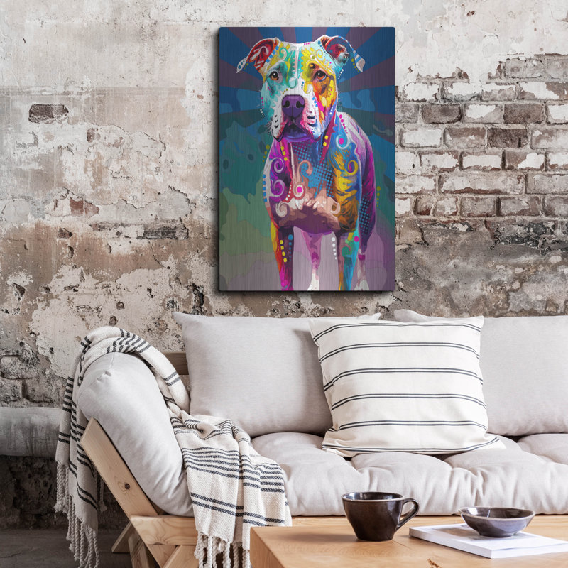 «The Carefree Staffie» par Dean Russo, H 36 po x l 24 po