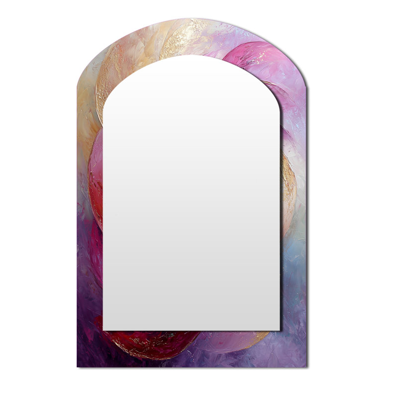 Abstract Lavender Tranquility Balance IV - Modern Arch Unique Wall Mirror, Modern Asymmetrical Mirror, Printed Metal Art